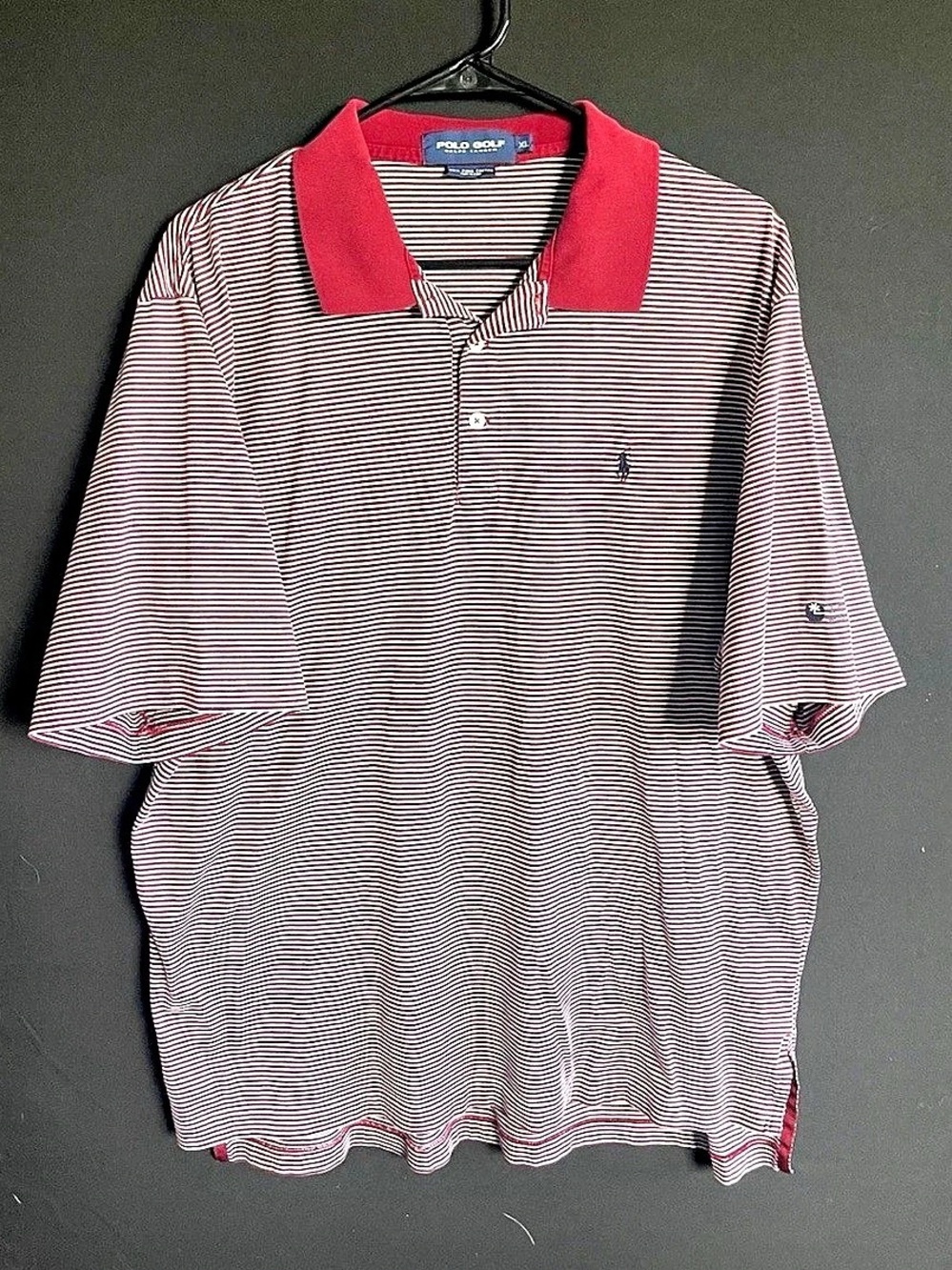 Polo Golf Ralph Lauren Golf Striped Pima Cotton Polo in Red & White XL Like New